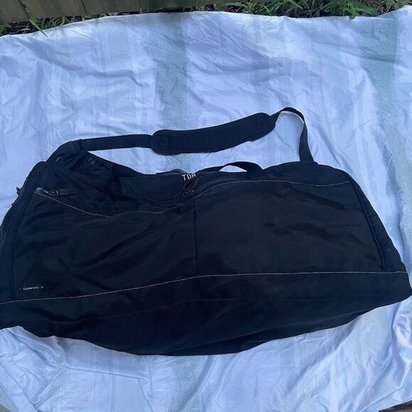 LANDS' END Black Square BIG DUFFLE TRAVEL BAG 30"  monogram - Picture 1 of 13